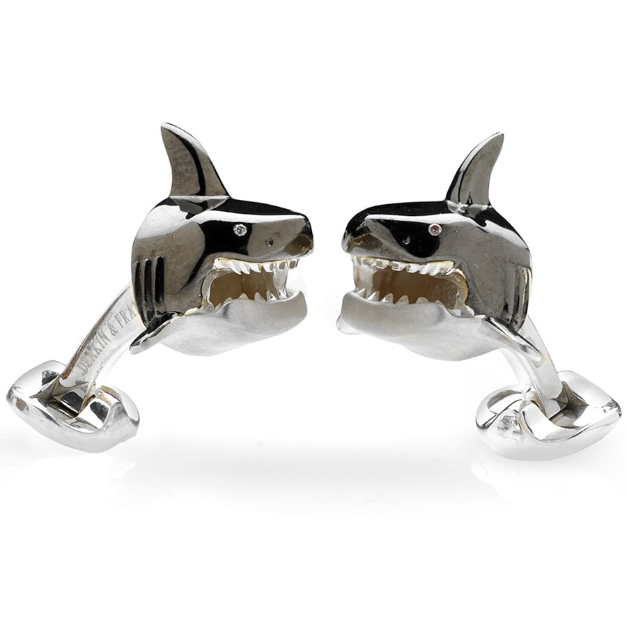 Shark cufflinks silver discount